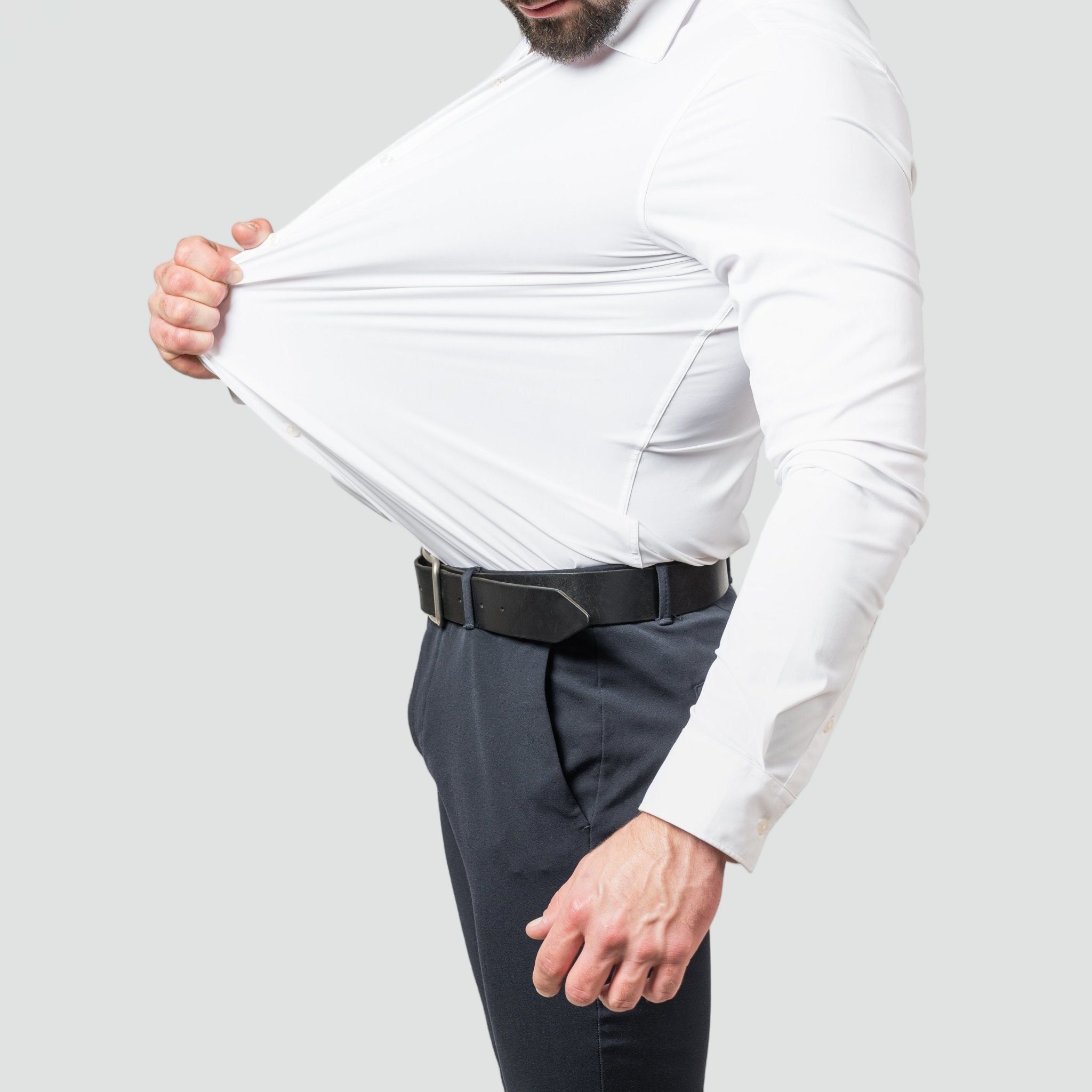 Camiseta Hombre | Corte Ajustado con Cuello Ancho y Manga Larga