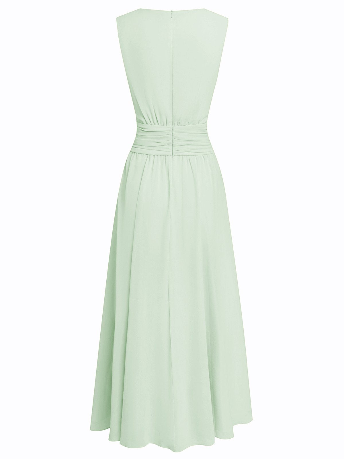 Vestido Mujer Maxi | Silueta A-Line sin mangas cuerpo fruncido