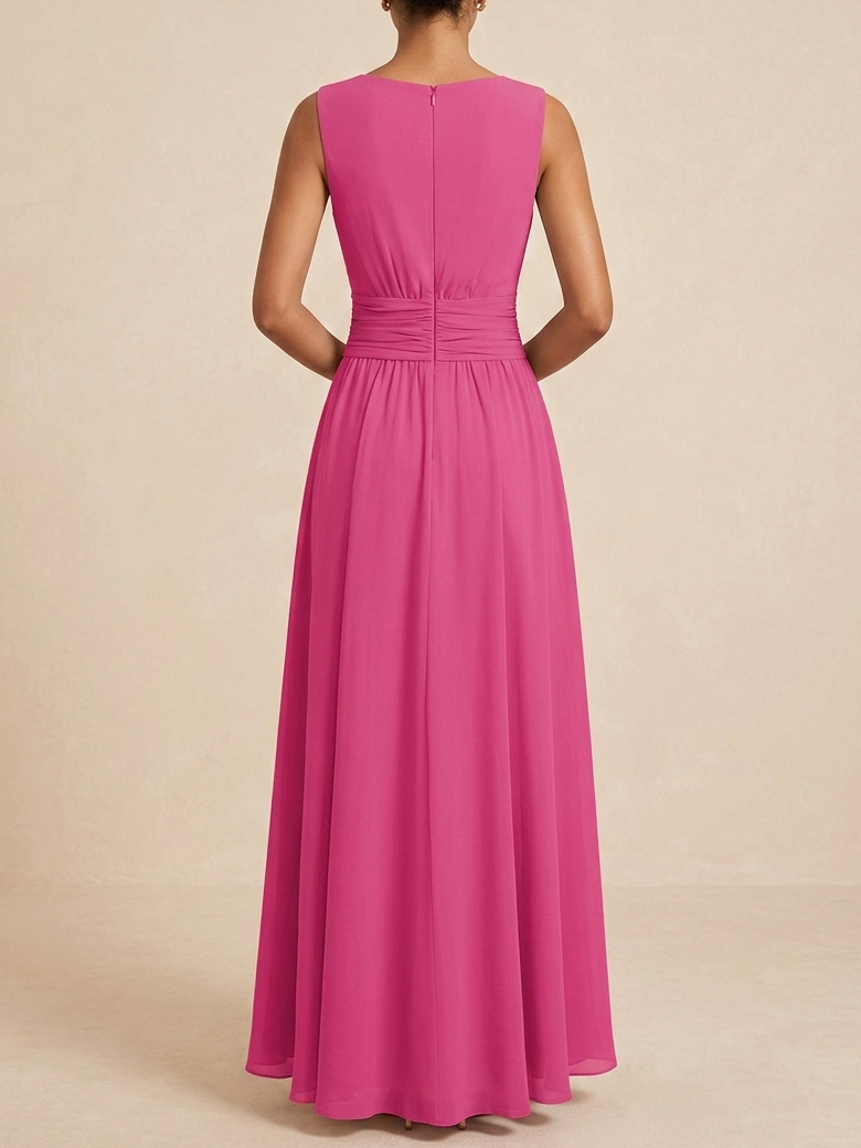 Vestido Mujer Maxi | Silueta A-Line sin mangas cuerpo fruncido