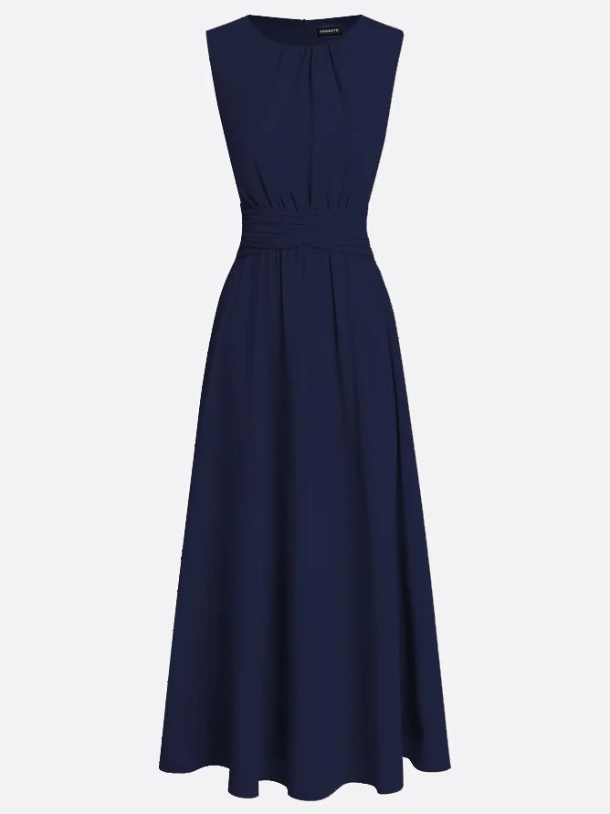 Vestido Mujer Maxi | Silueta A-Line sin mangas cuerpo fruncido