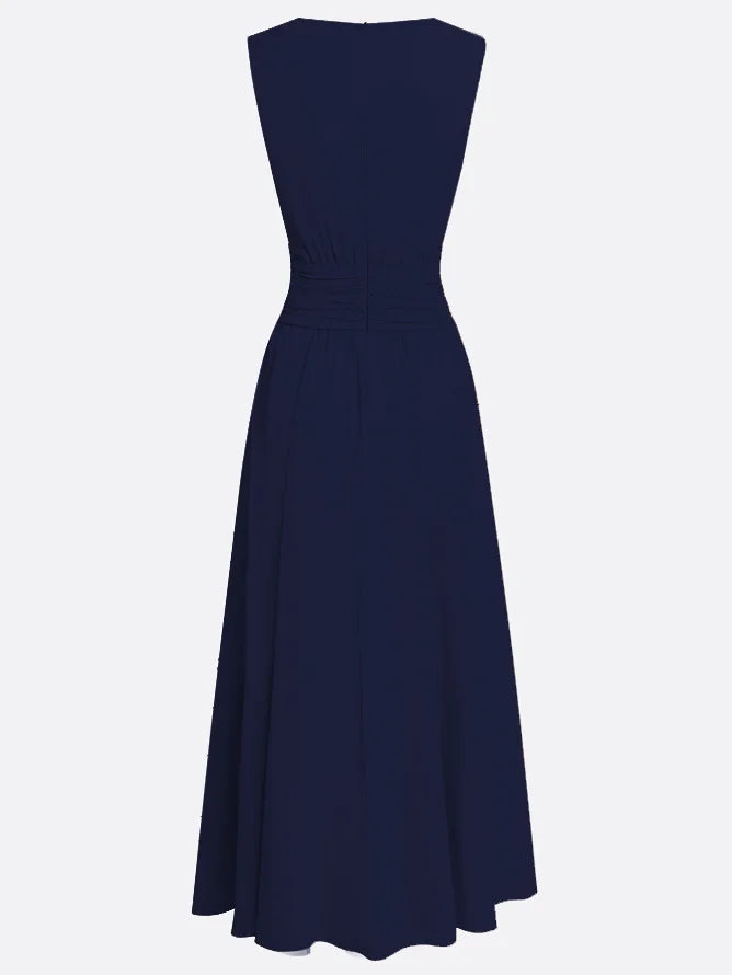 Vestido Mujer Maxi | Silueta A-Line sin mangas cuerpo fruncido