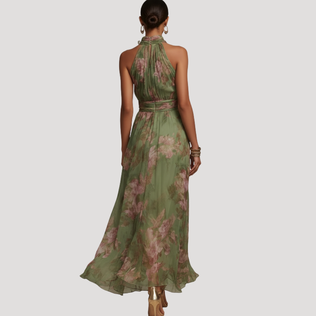 Vestido Mujer Maxi | Escote Halter con Estampado Floral