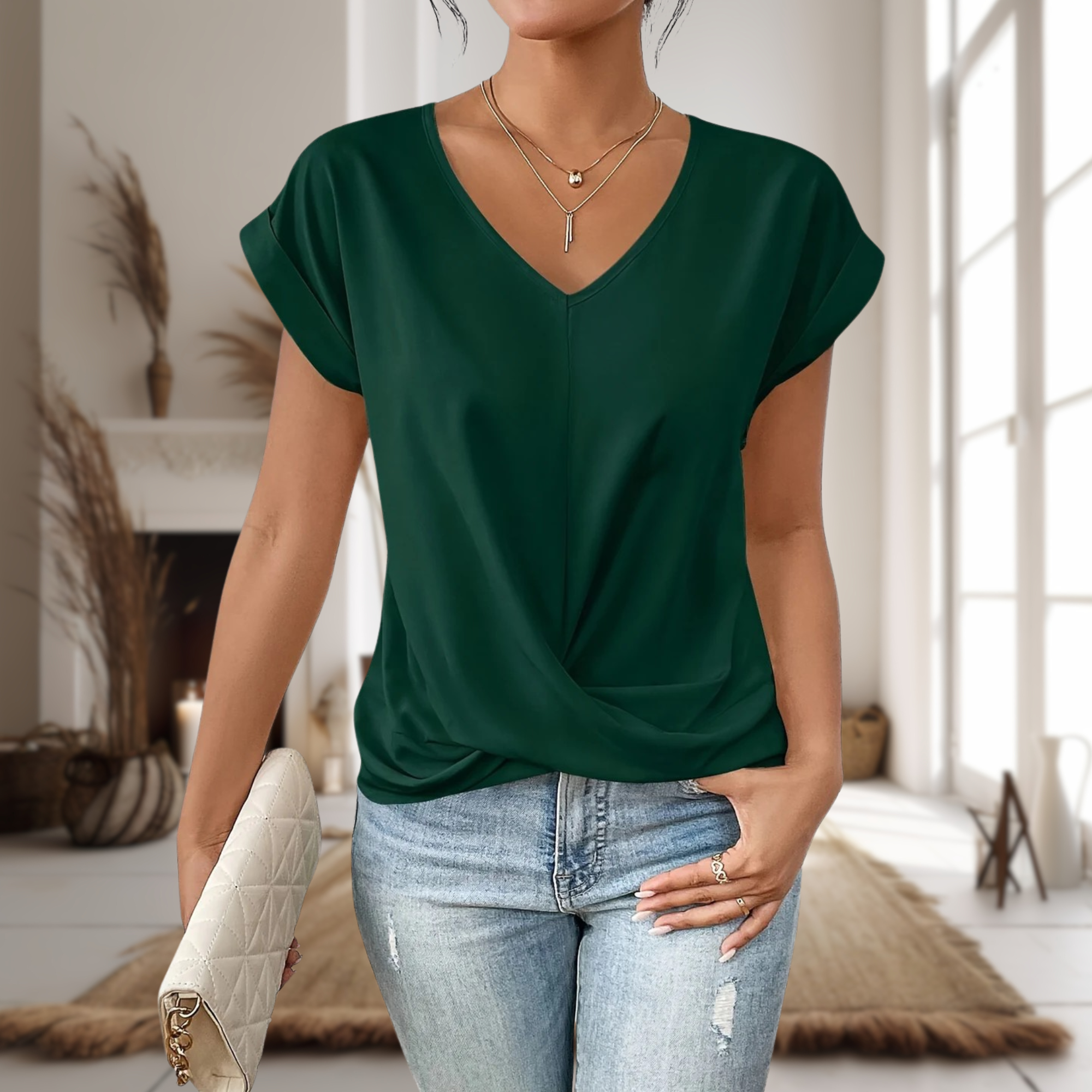 Camiseta Mujer | Escote Corazón con Ajuste Ligero y Elástico