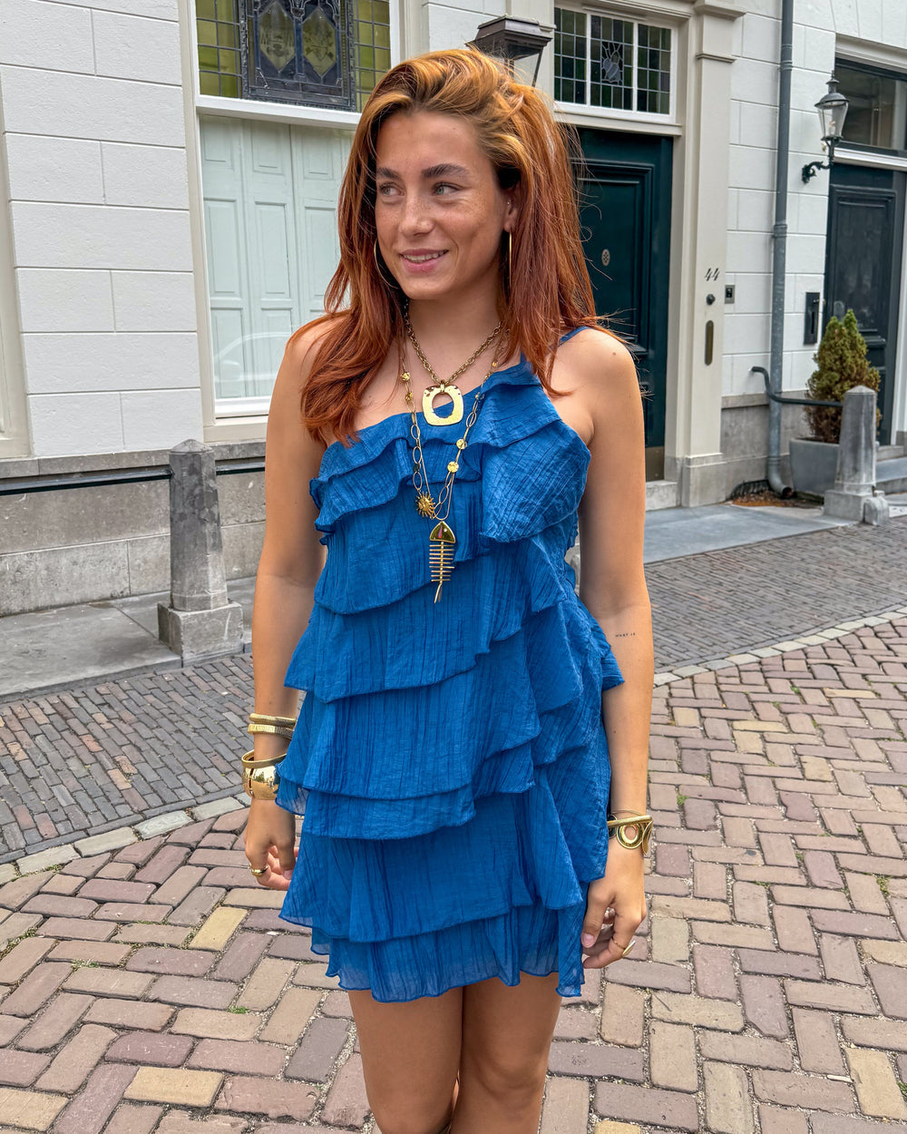 Vestido Mujer | Minivestido Asimétrico con Volantes y Tirante