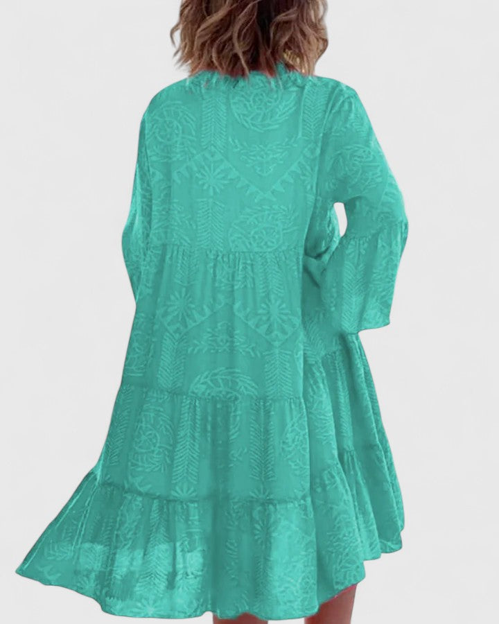 Vestido Mujer | Escote en V con Mangas Acampanadas Estampado