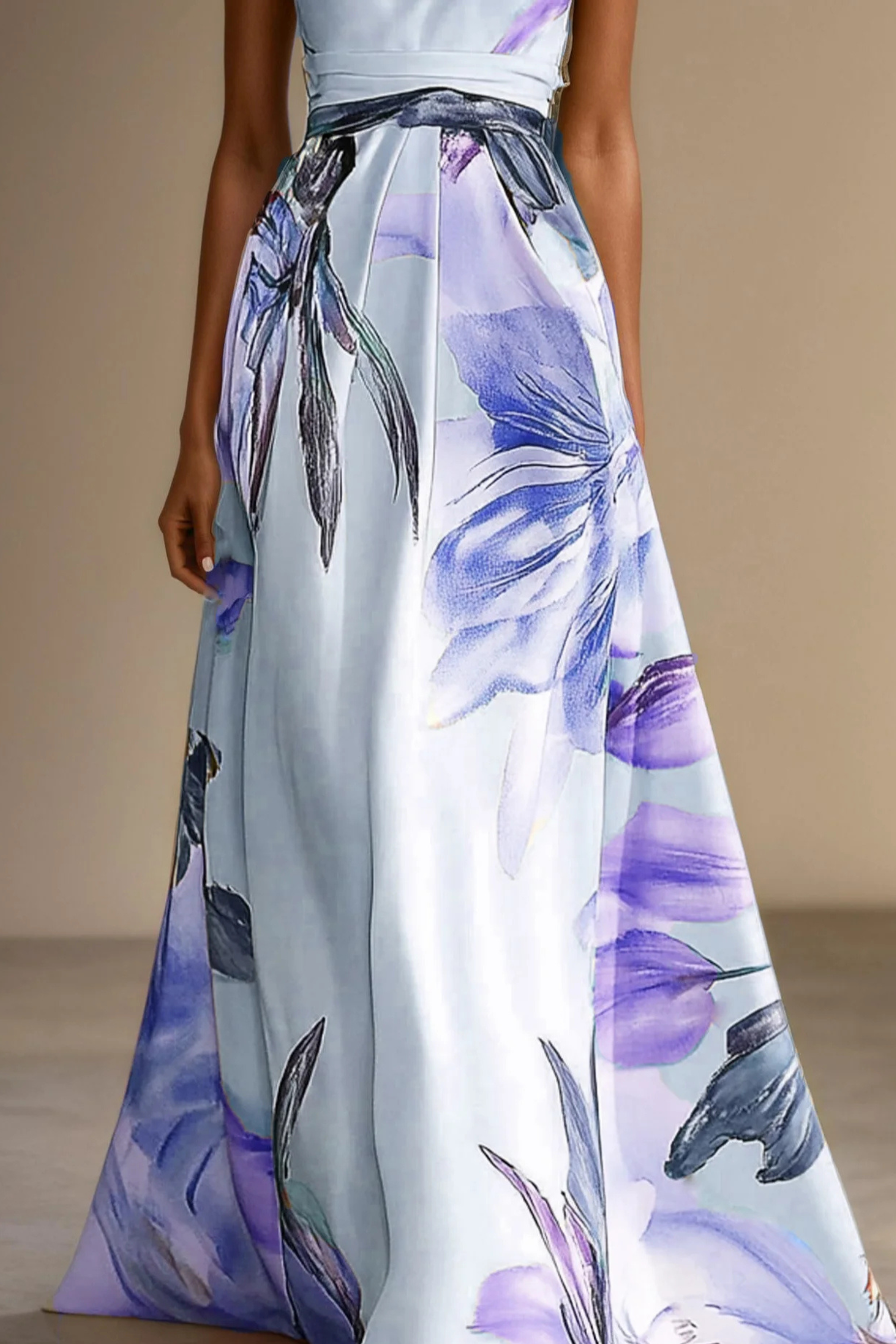Vestido Mujer Maxi | Hombro Asimétrico con Falda Larga y Cinturón