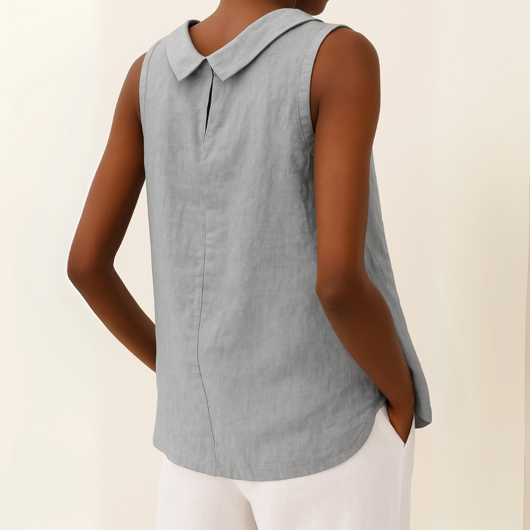 Camiseta Sin Mangas Mujer | Cuello Enrollado y Silueta Ajustada