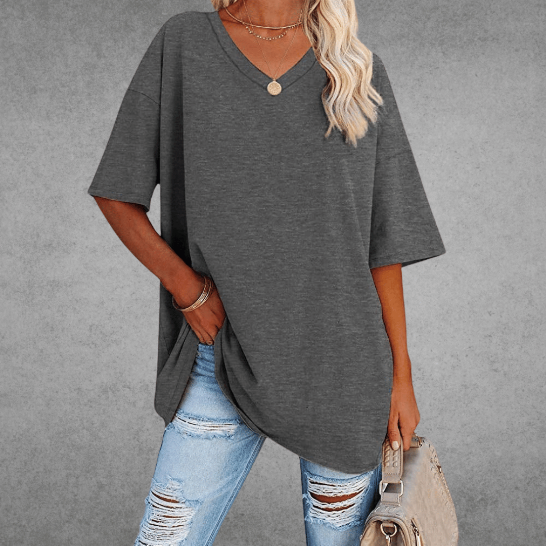 Camiseta mujer | cuello en V y manga corta amplia