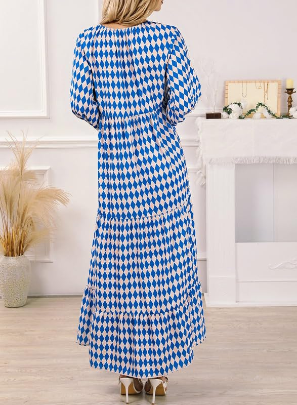 Vestido Mujer Maxi | Manga Abullonada con Escote en V y Vuelo