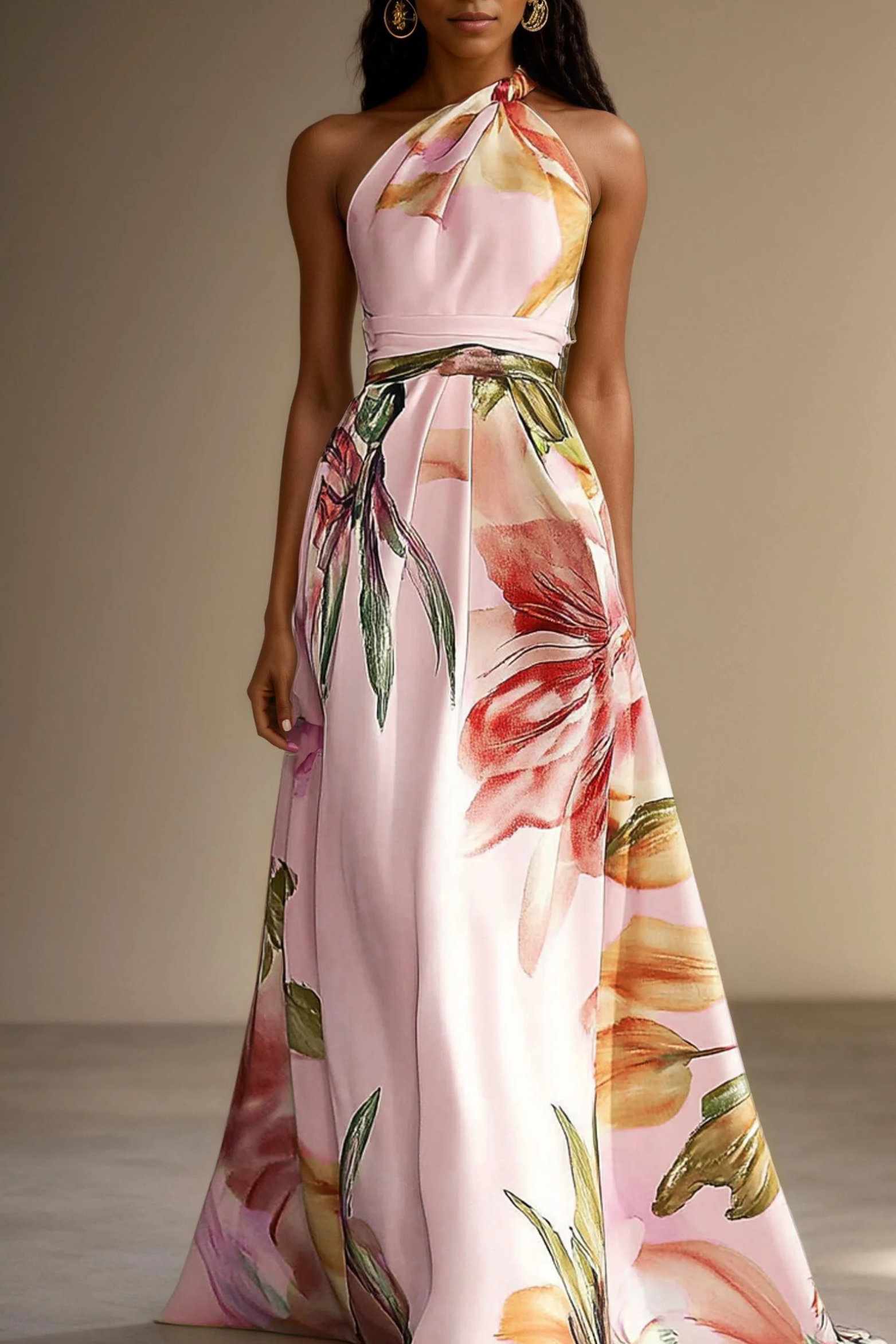 Vestido Mujer Maxi | Hombro Asimétrico con Falda Larga y Cinturón