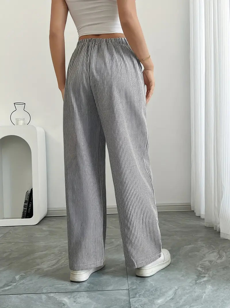 Pantalones Mujer | Pernera Ancha con Rayas Verticales
