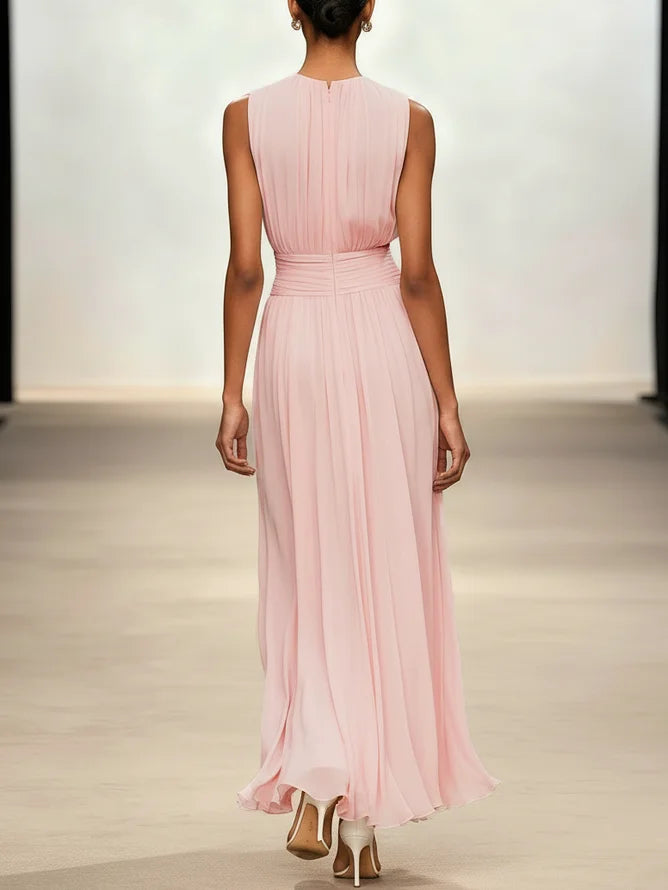 Vestido Mujer Maxi | Silueta A-Line sin mangas cuerpo fruncido