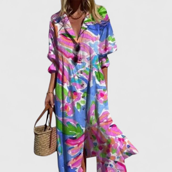 Vestido Mujer Midi | Silueta Holgada Con Cierre De Botones