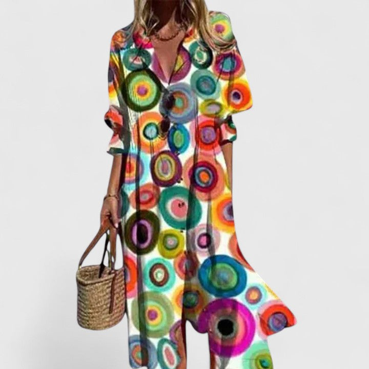 Vestido Mujer Midi | Silueta Holgada Con Cierre De Botones