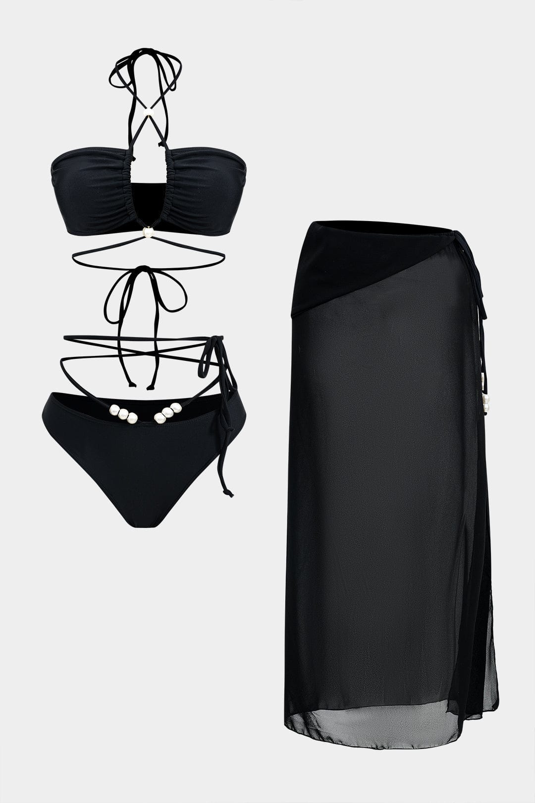 Bikini mujer | conjunto tres piezas con tiras envolventes