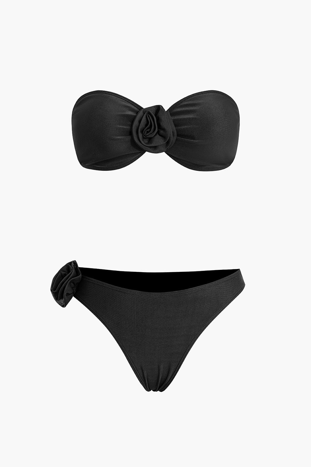 Bikini mujer | bandeau sin tirantes con detalle floral