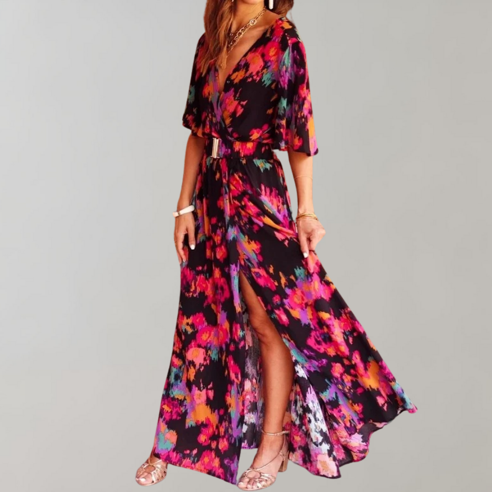 Vestido Maxi Mujer | Cruzado con Silueta Femenina y Caída Larga
