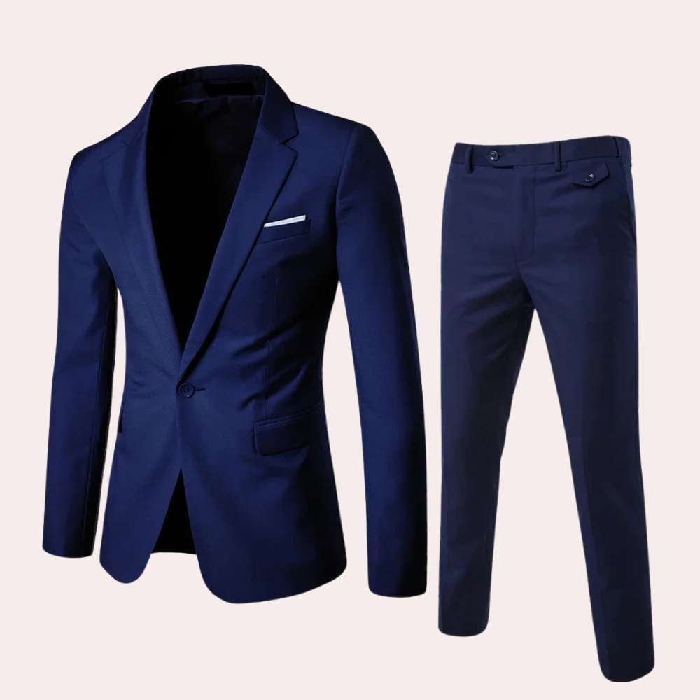 Traje hombre | blazer con solapa y pantalón recto de dos piezas
