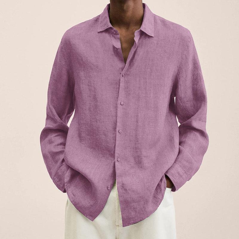 Camisa hombre | manga larga con cuello abierto y cierre frontal