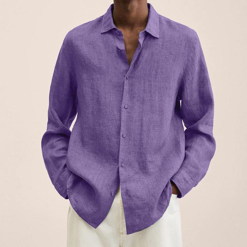 Camisa hombre | manga larga con cuello abierto y cierre frontal