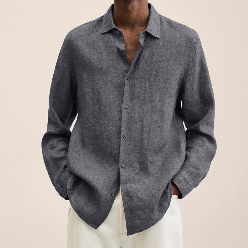 Camisa hombre | manga larga con cuello abierto y cierre frontal