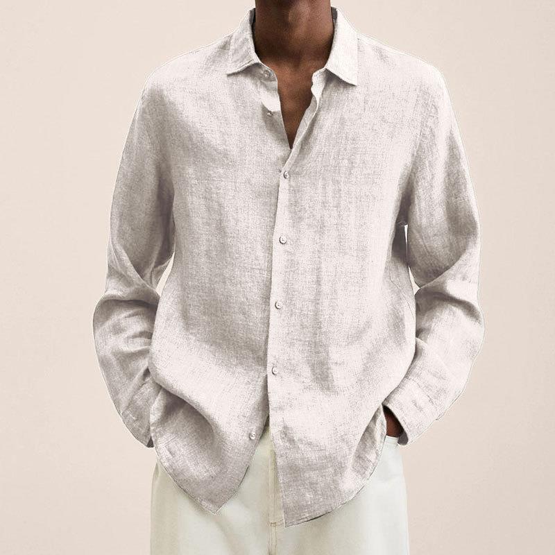 Camisa hombre | manga larga con cuello abierto y cierre frontal