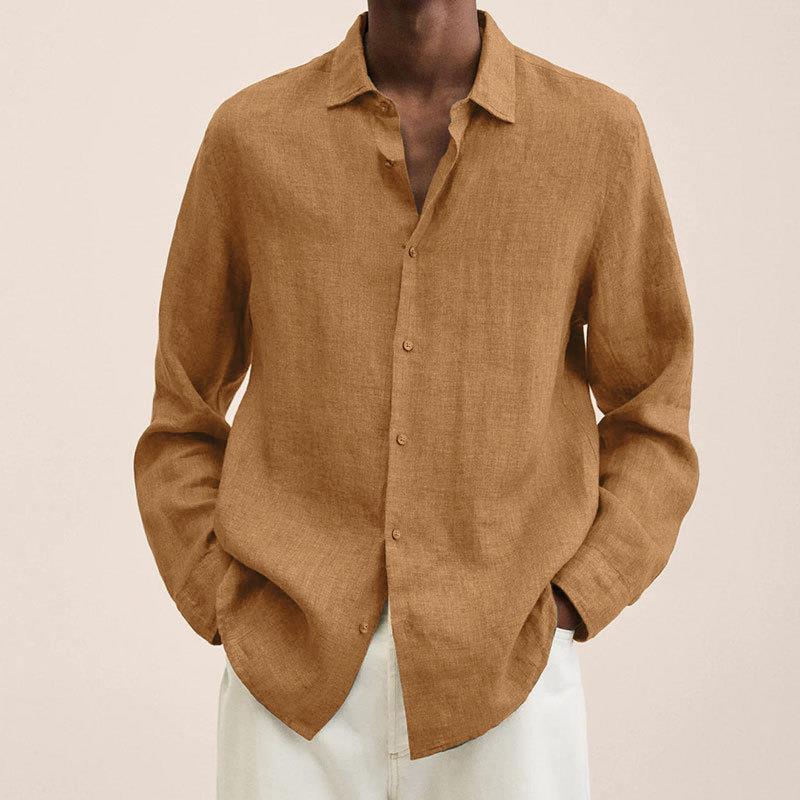 Camisa hombre | manga larga con cuello abierto y cierre frontal