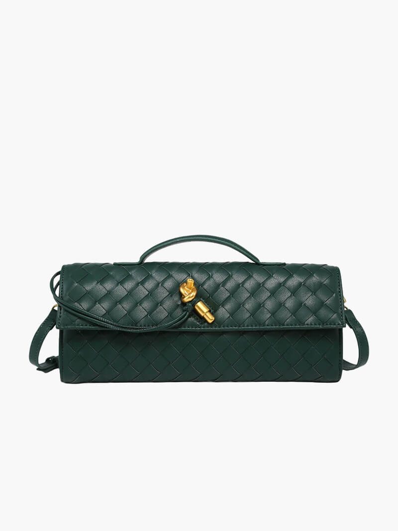 Bolso mujer | diseño trenzado con solapa y cierre frontal