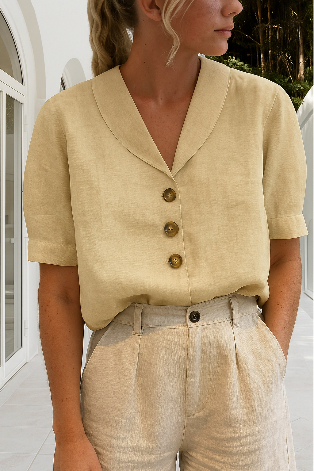 Blusa Mujer | Escote Cruzado con Corte Recto y Ajuste Holgado