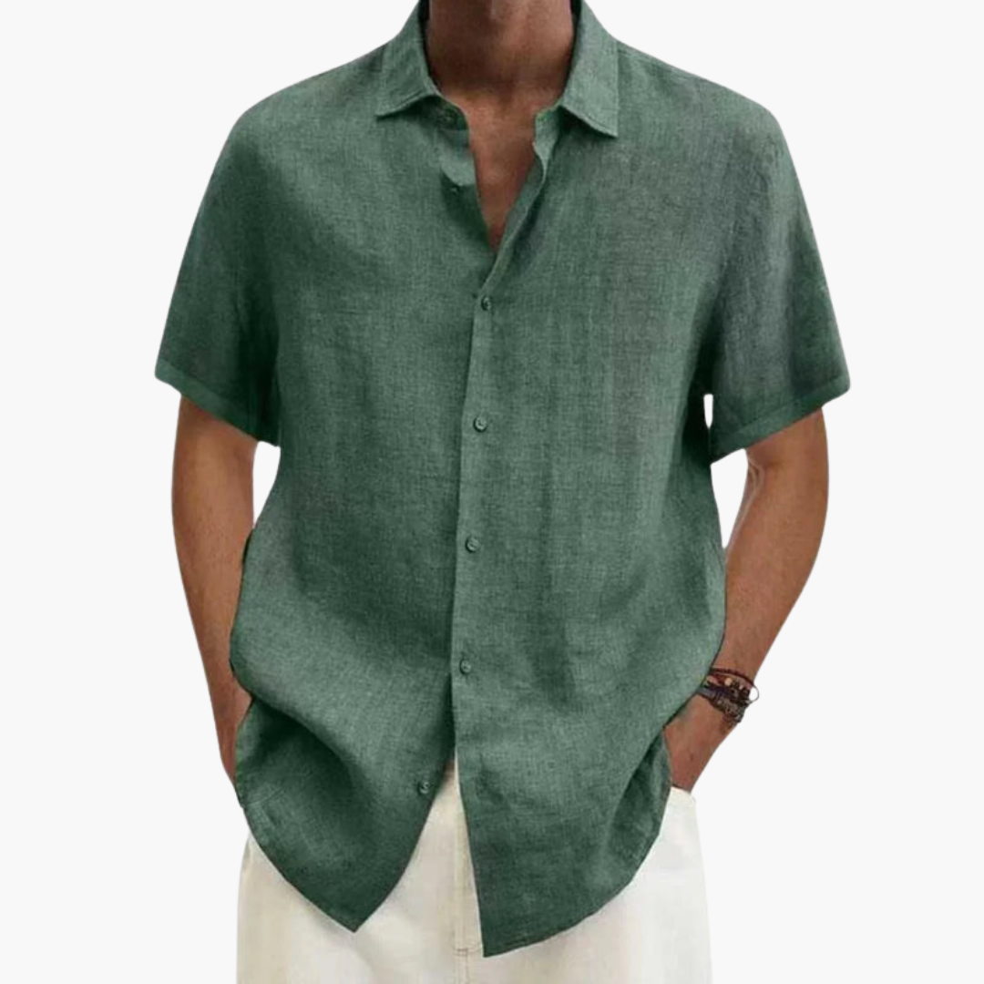 Camisa hombre | manga corta con cuello clásico y cierre frontal
