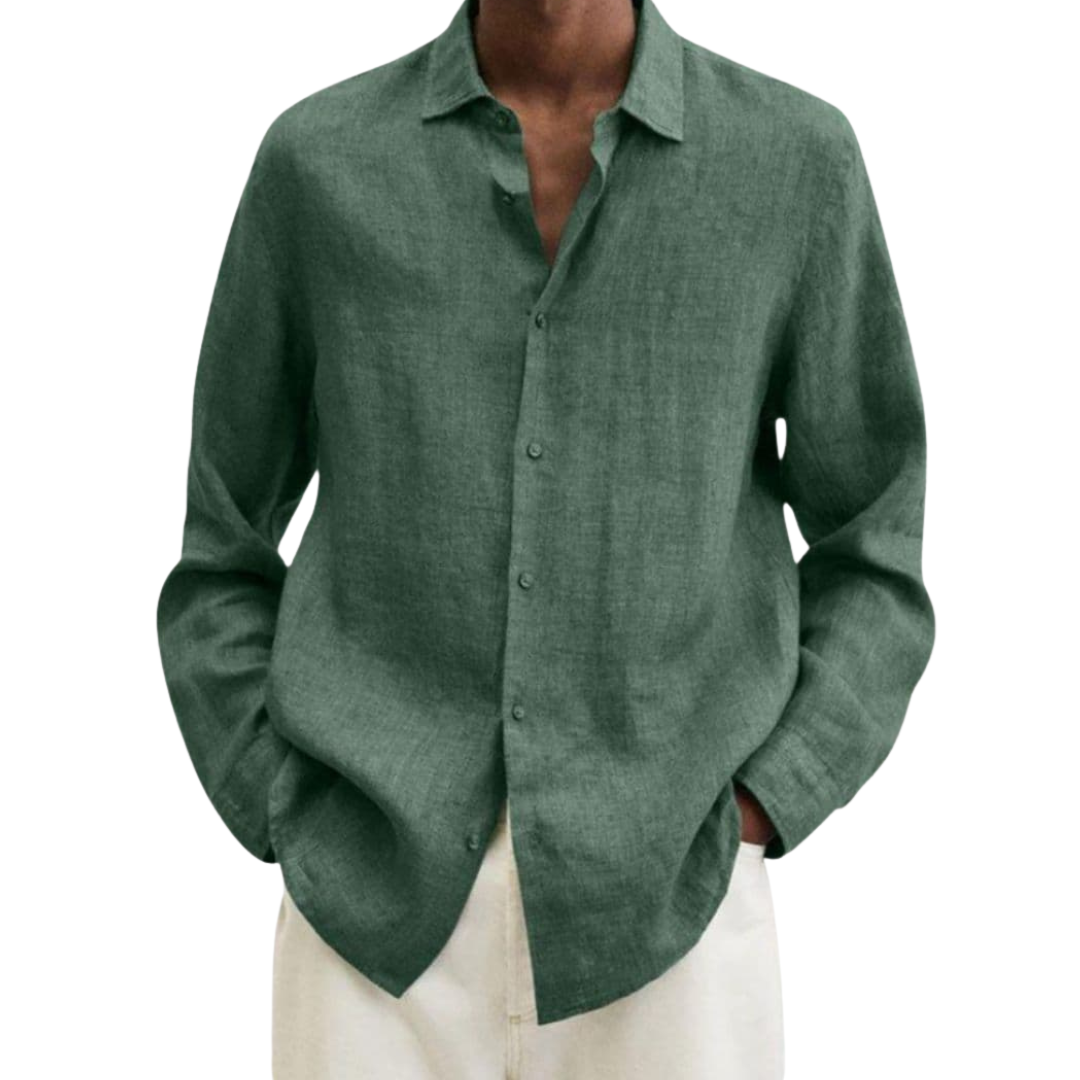 Camisa hombre | cuello clásico con cierre frontal y manga larga