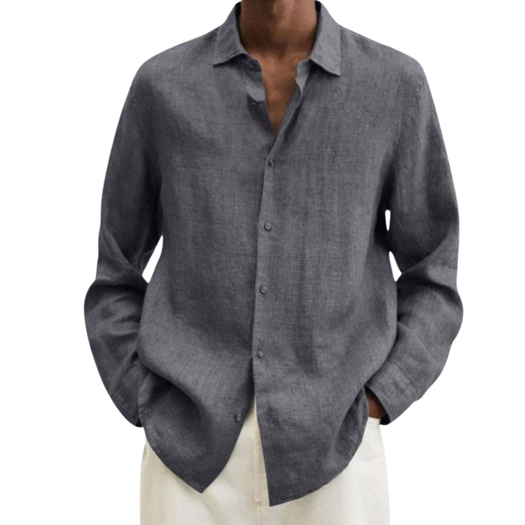 Camisa hombre | cuello clásico con cierre frontal y manga larga
