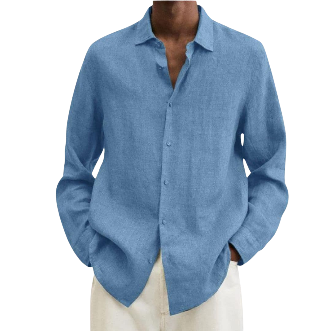 Camisa hombre | cuello clásico con cierre frontal y manga larga