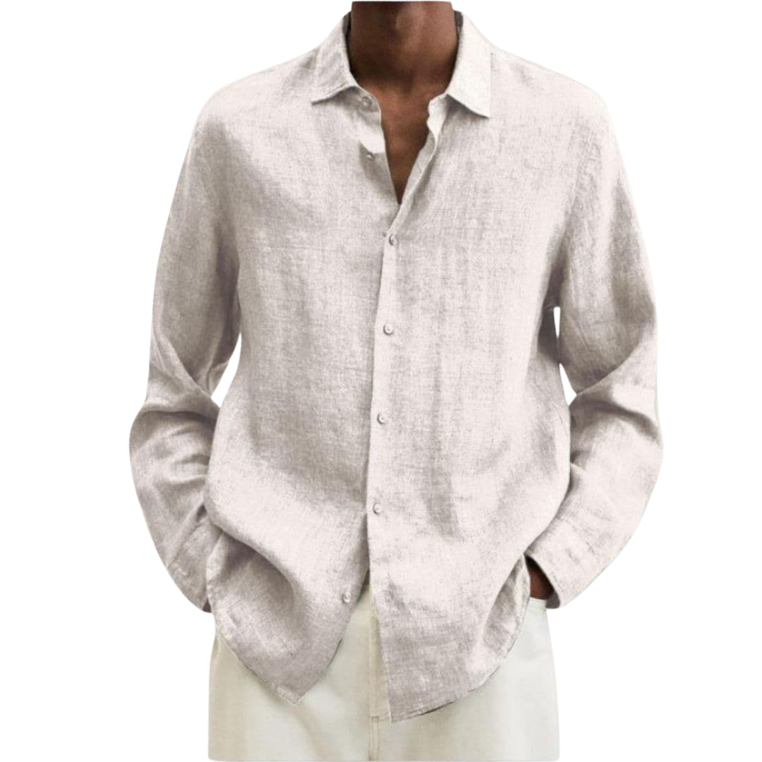 Camisa hombre | cuello clásico con cierre frontal y manga larga