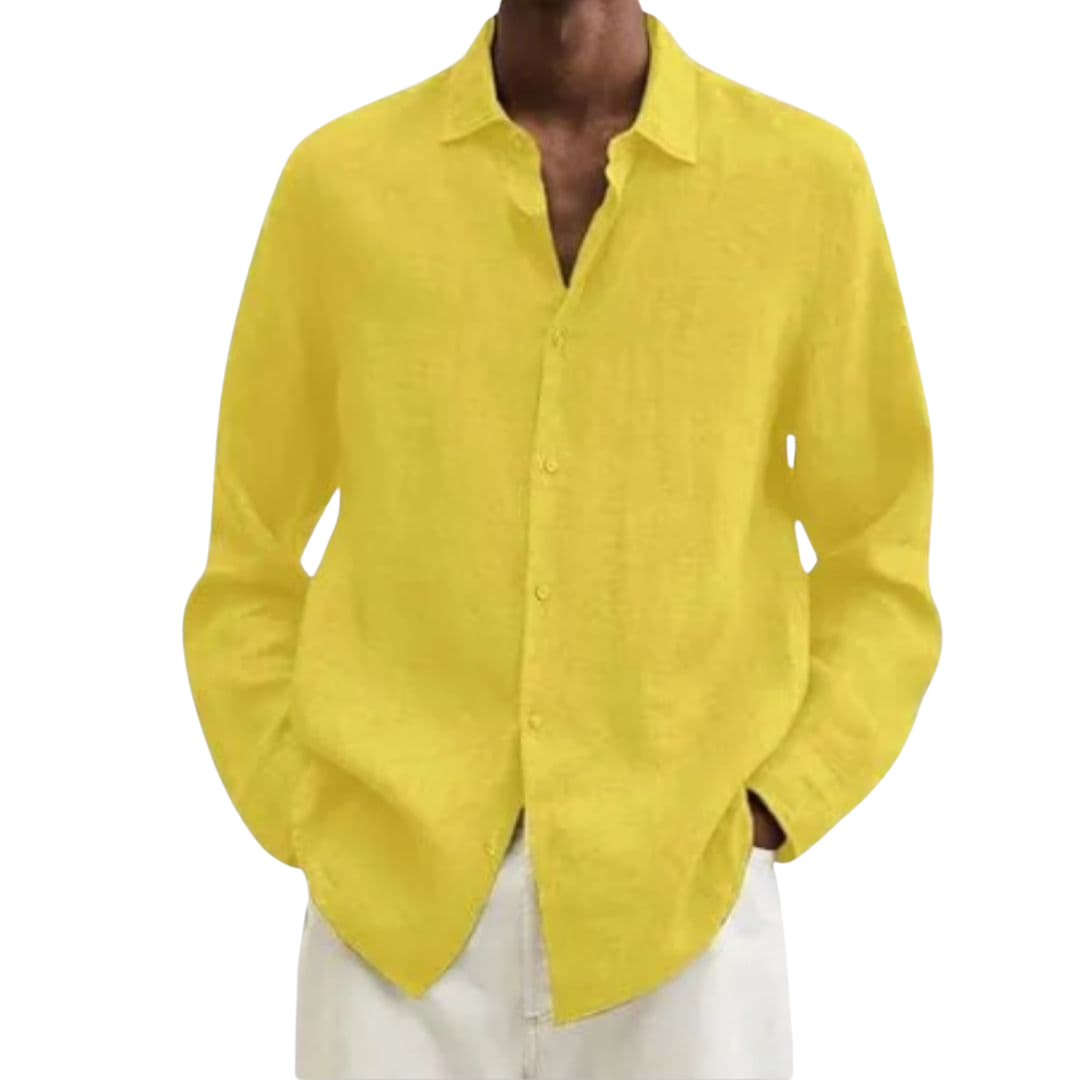Camisa hombre | cuello clásico con cierre frontal y manga larga