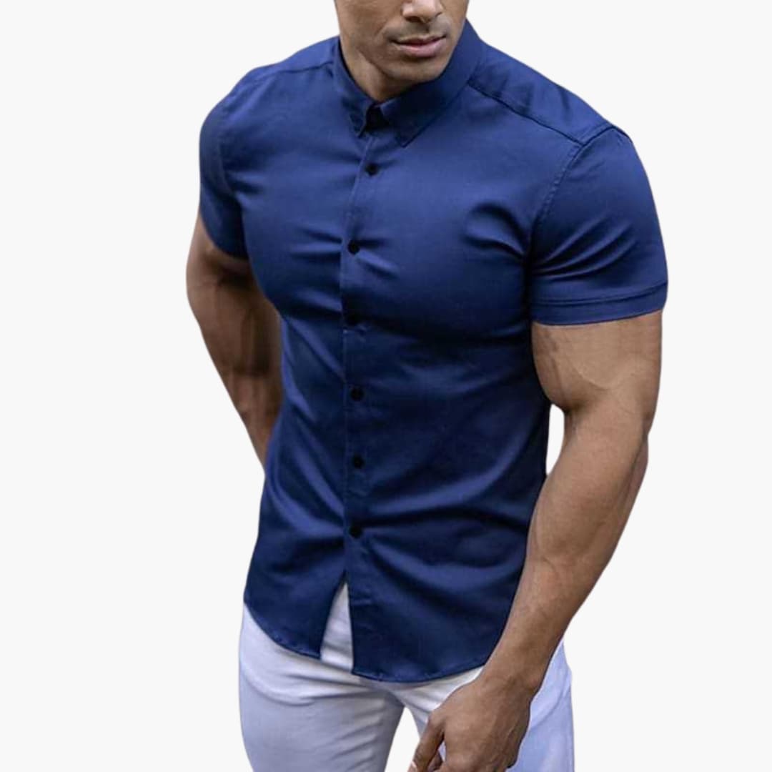 Camisa hombre | manga corta con cierre frontal y corte ajustado