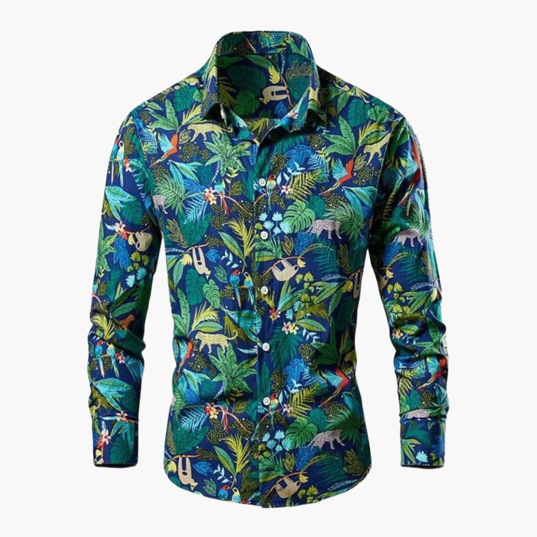 Camisa hombre | manga larga con estampado floral