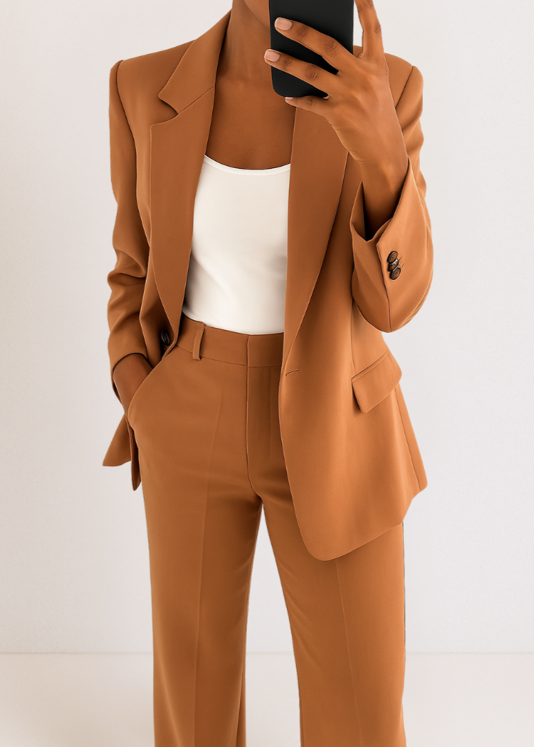 Conjunto mujer | blazer con solapas y pantalón recto