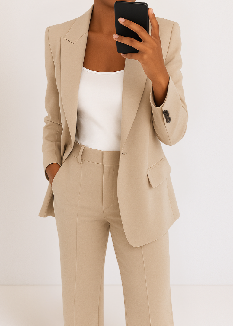 Conjunto mujer | blazer con solapas y pantalón recto
