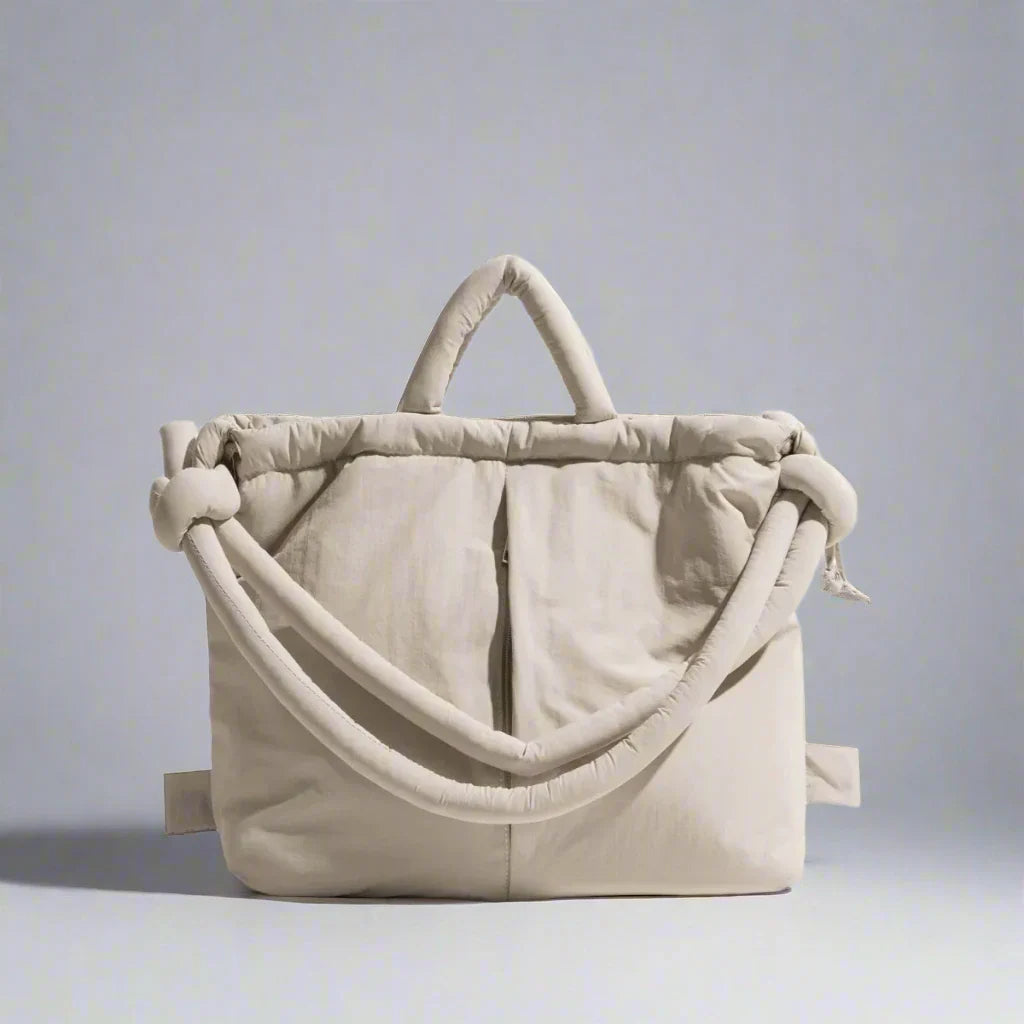 Bolso mujer | diseño acolchado con asas dobles y cierre fruncido