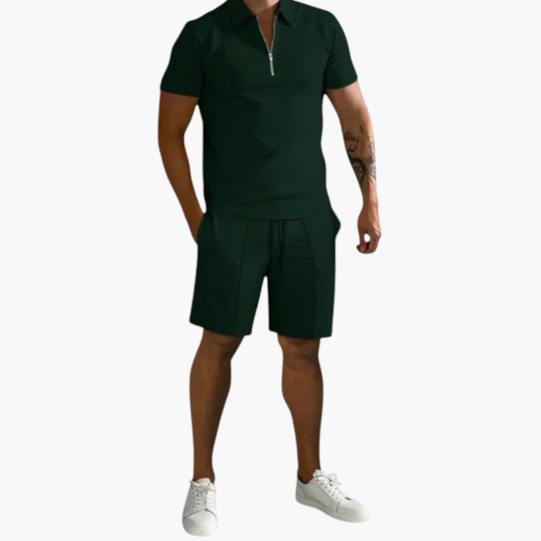 Conjunto hombre | camisa con media cremallera y short con cordón