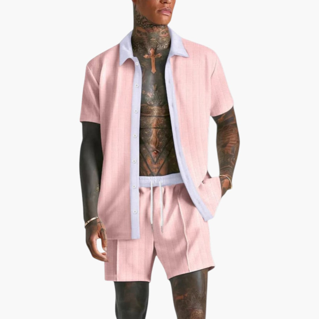 Conjunto hombre | camisa abierta con botones y short con cordón