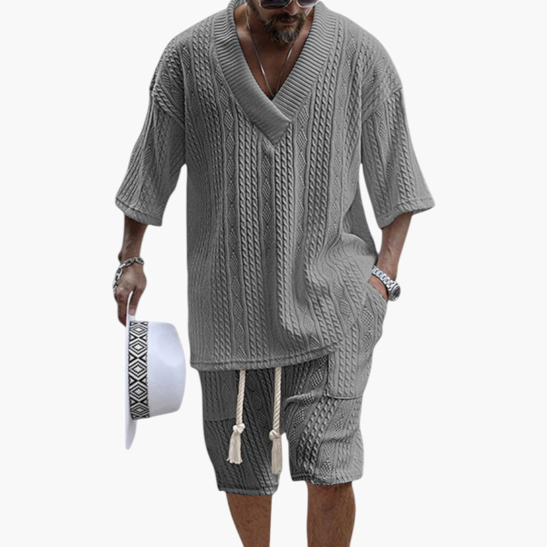 Conjunto hombre | camisa manga corta con botones y short recto