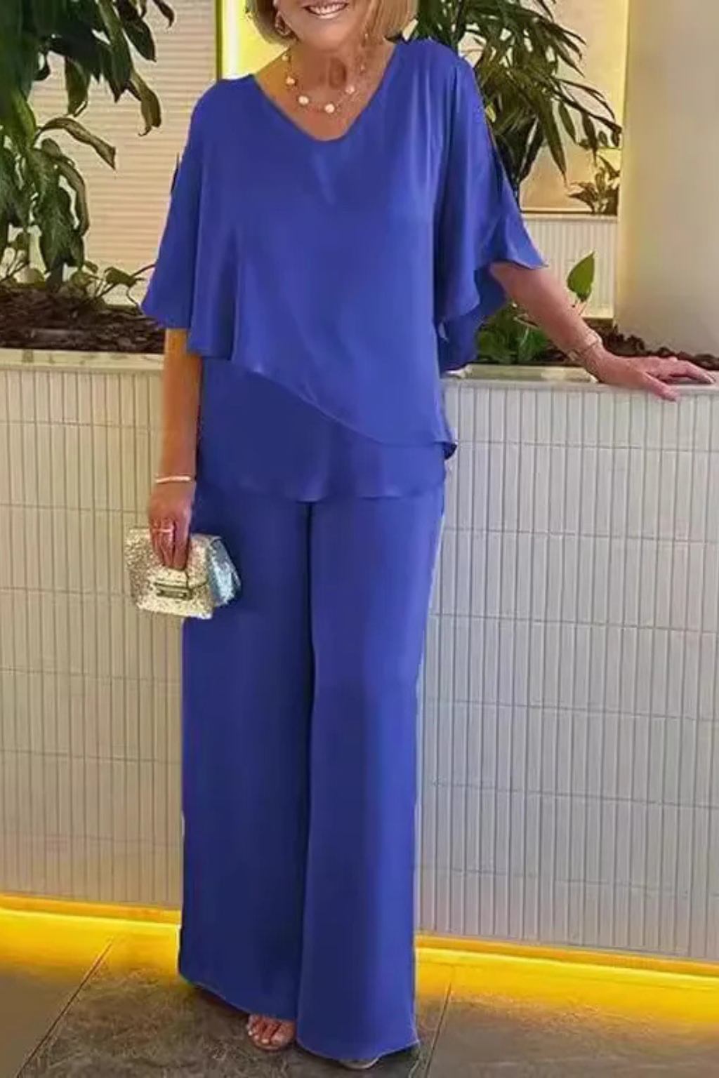 Pantalones Mujer de Pierna Ancha | Conjunto de Dos Piezas