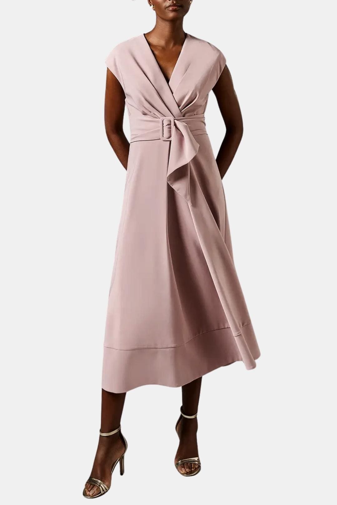 Vestido Mujer Midi | Escote en V con cinturón ajustable en cintura