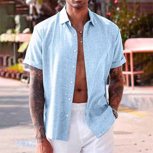 Camisa hombre | diseño manga corta con cierre frontal