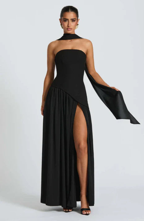 Vestido Mujer | estructura sin tirantes con longitud maxi