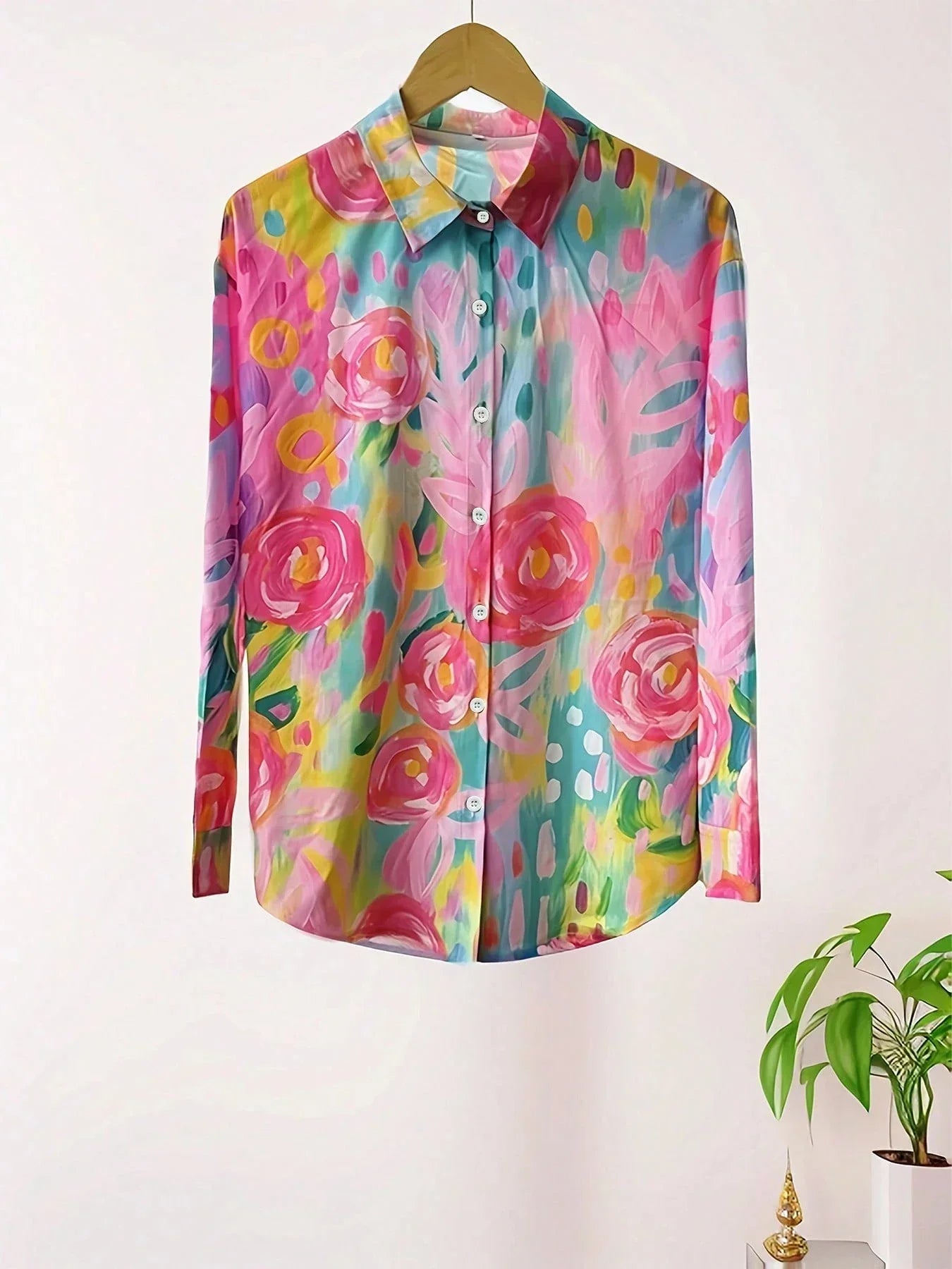 Blusa Mujer | Corte Holgado con Estampado Abstracto Completo