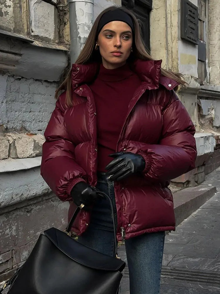 Chaqueta mujer | acolchada con cuello alto y cierre frontal