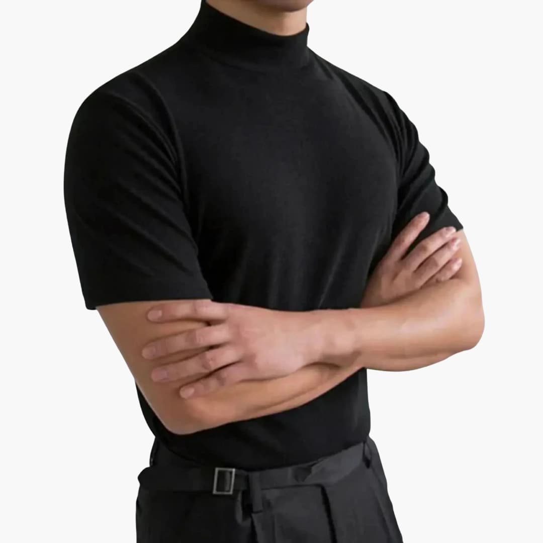 Camiseta hombre | corte ajustado con cuello elevado